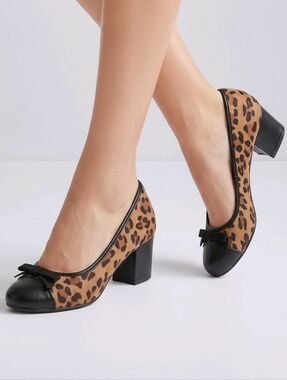 Leopard block heels